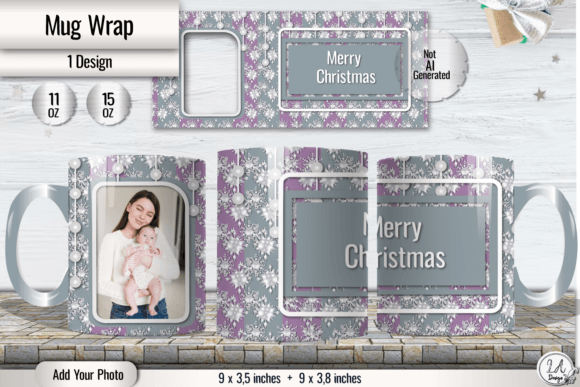 Merry Christmas Photo Mug Wrap Png Graphics