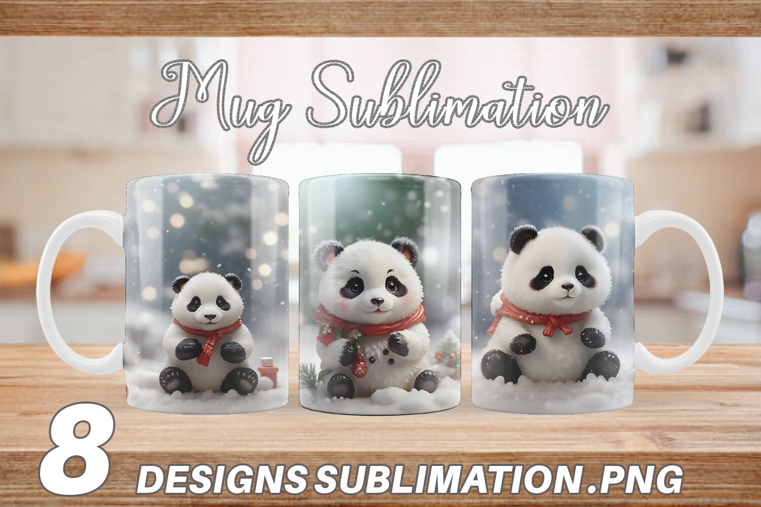 Mug Wrap Panda Christmas Graphic by Artnoy · Creative Fabrica