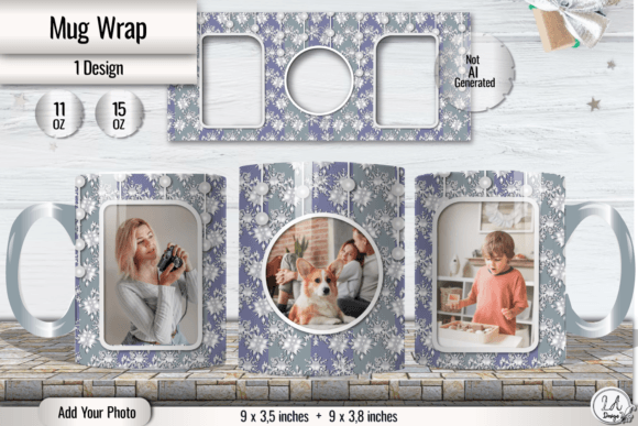 Snowflakes Photo Mug Sublimation Design Graphics