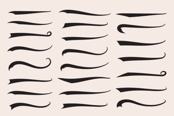 Text Tails Swoosh Retro Typography Swash Illustration Éléments décoratifs Par nurearth