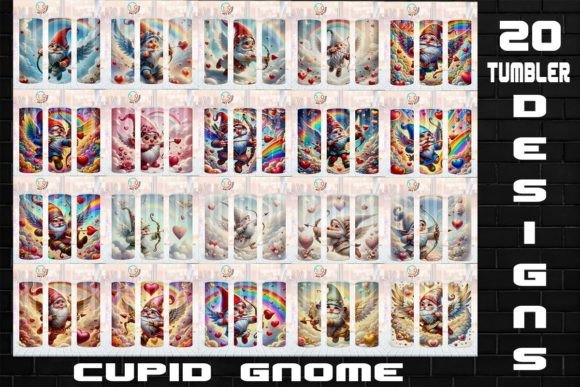 Preview of Valentine Gnome Cupid Tumbler Bundle Valentine sublimation design