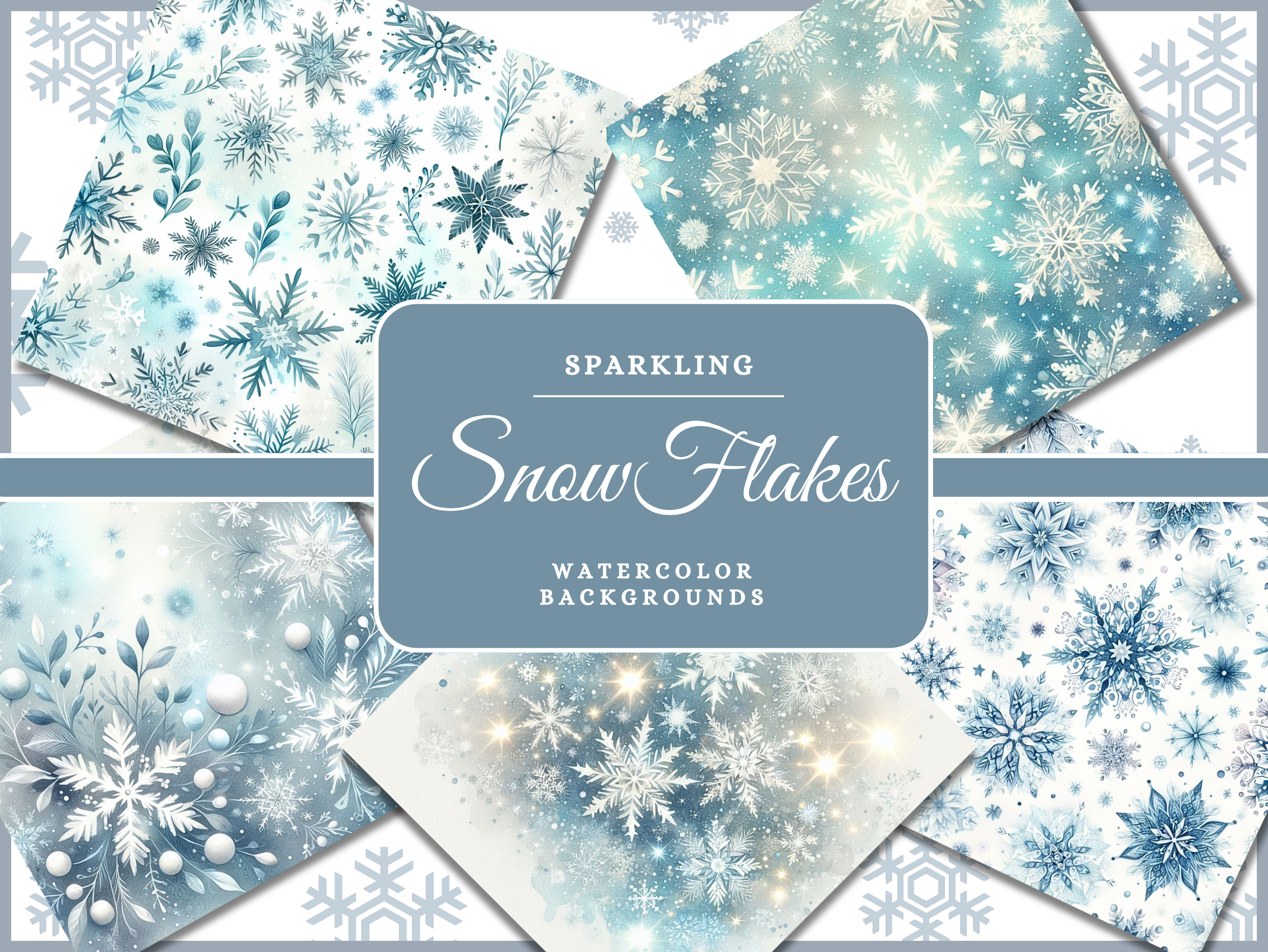 Watercolor Snowflakes Winter Backgrounds