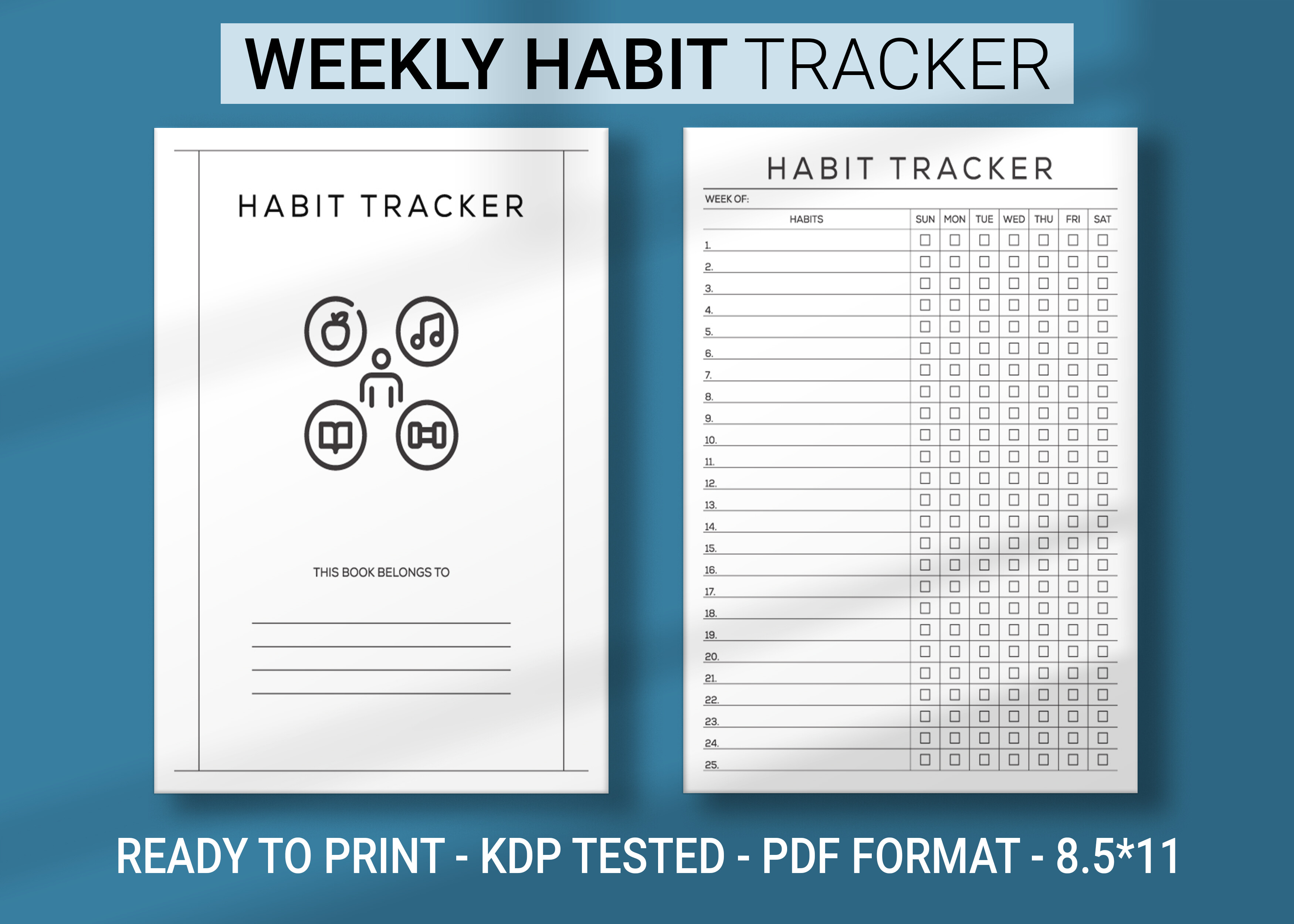Weekly Habit Tracker KDP Interior Graphic by MAYA DESIGN STORE ...