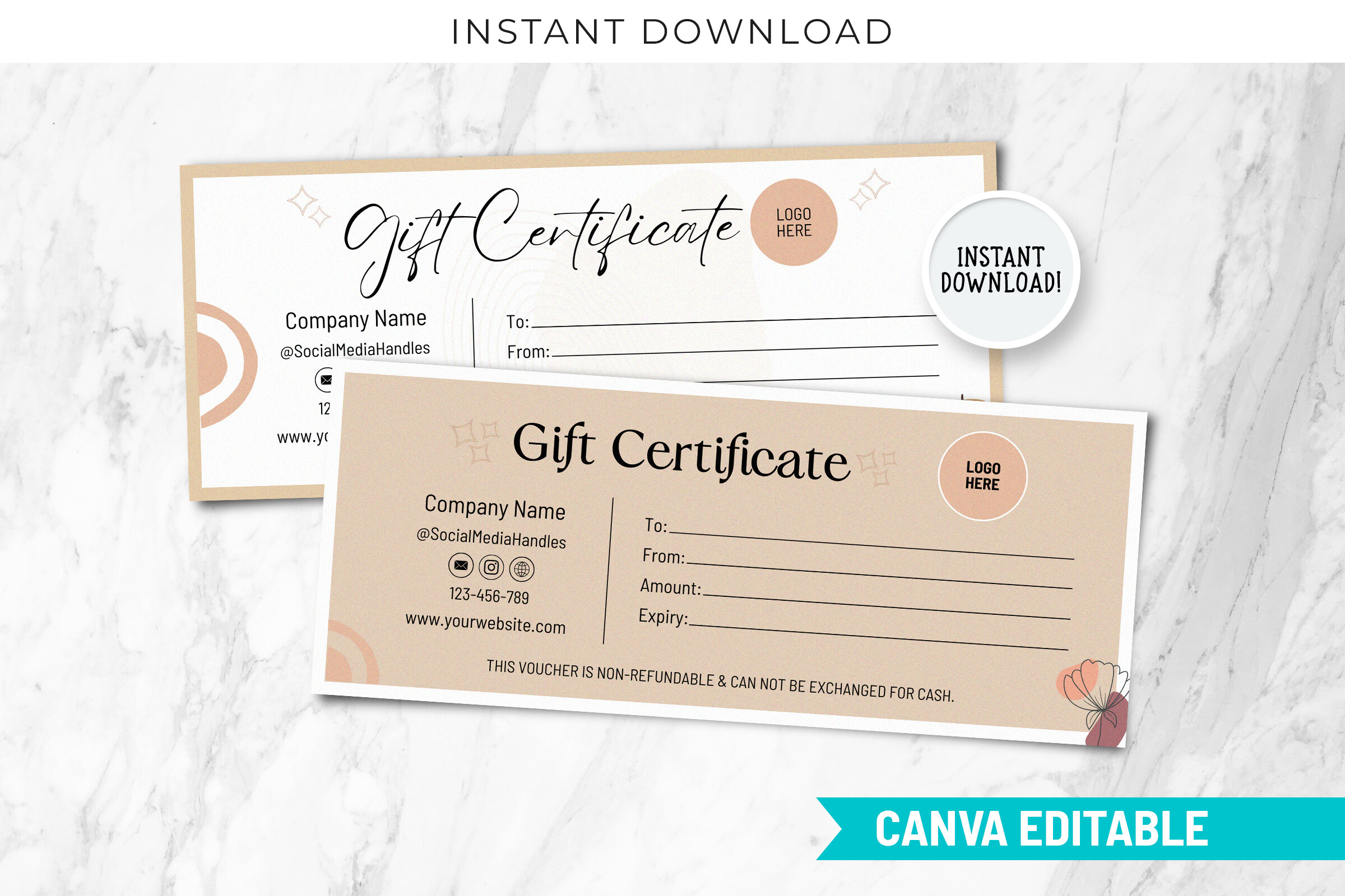 Boho Gift Certificate Editable Template