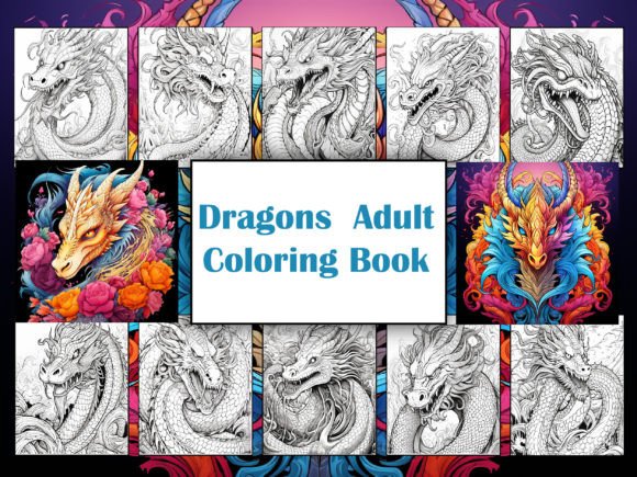 Preview of Dragons Adult Coloring Book coloring pages for adults