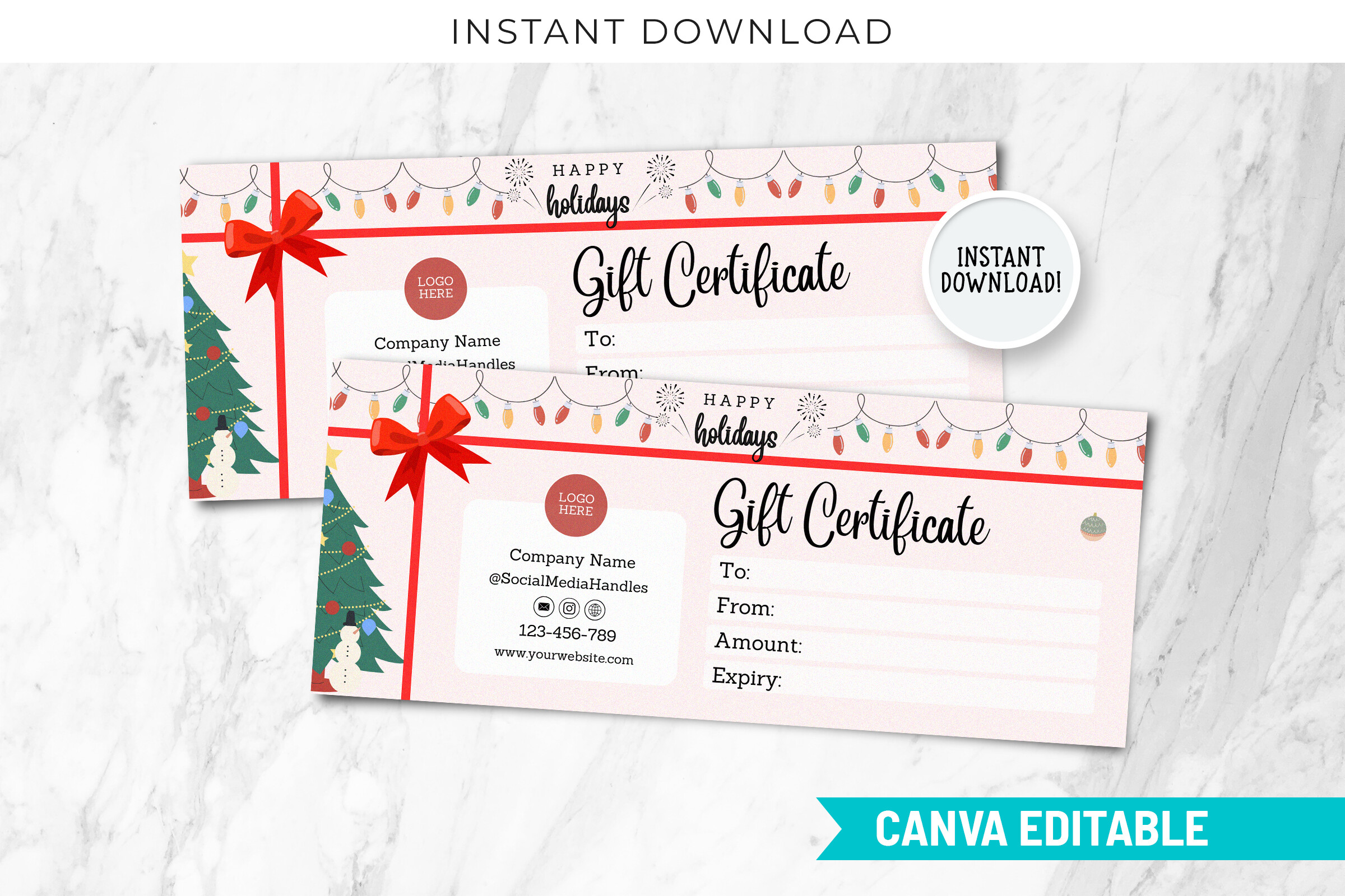 Gift Certificate Template Canva Editable
