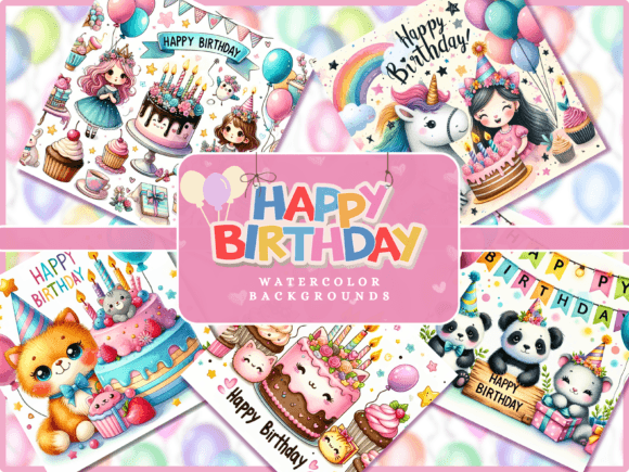 Happy Birthday Digital Paper Backgrounds