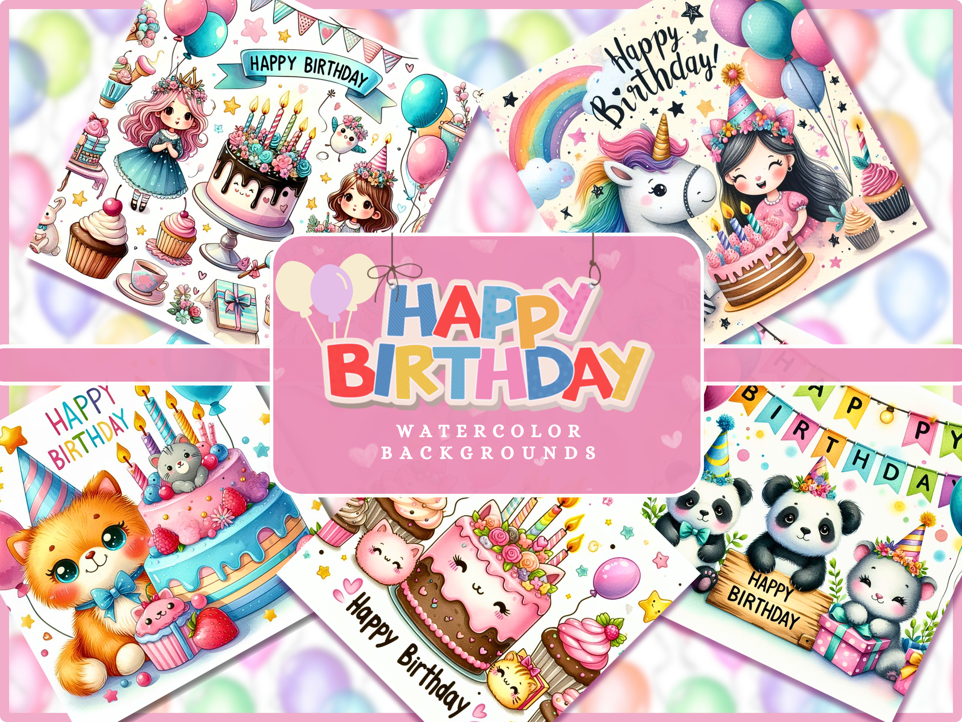 Happy Birthday Digital Paper Backgrounds