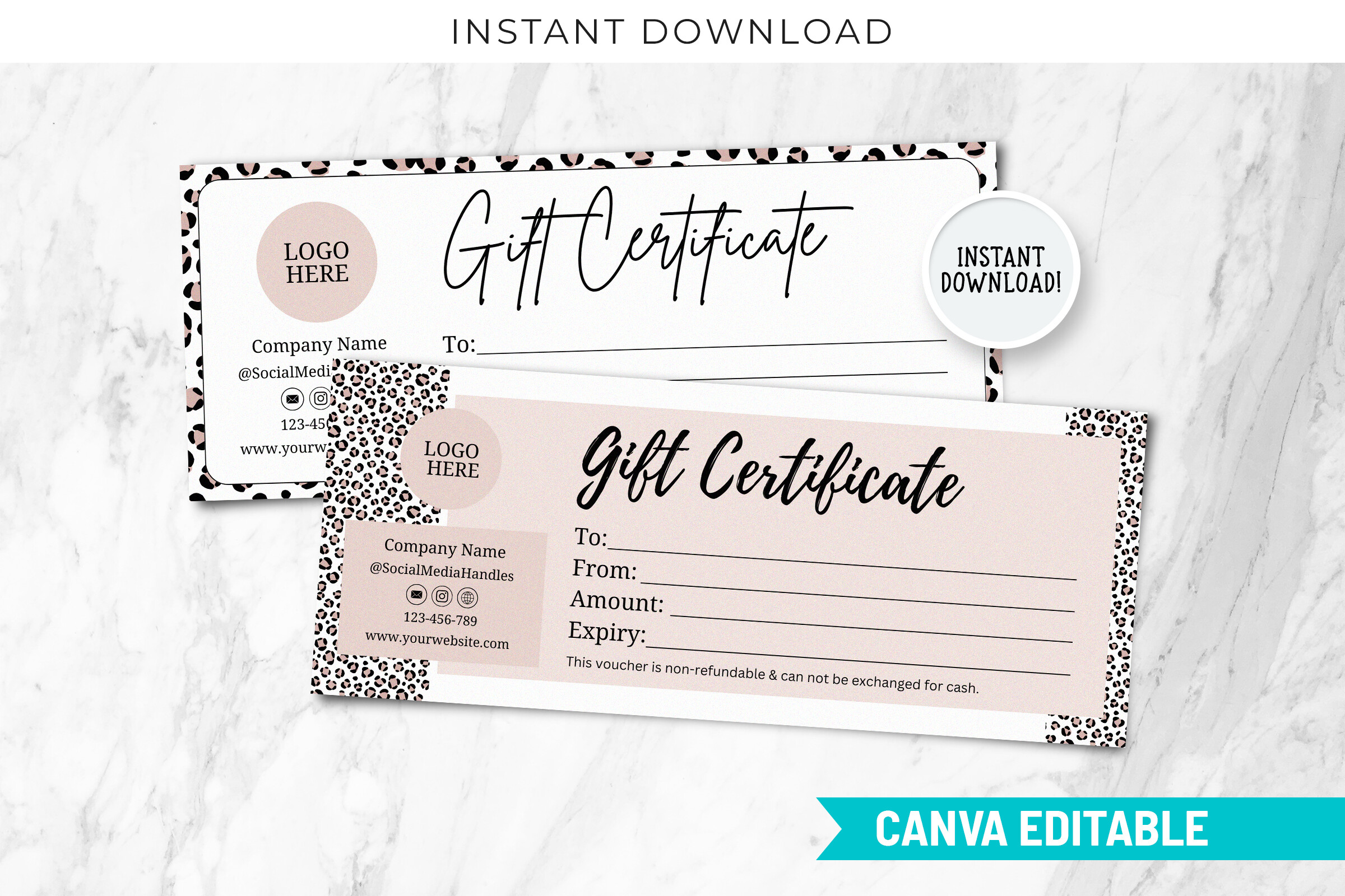 Leopard Gift Certificate Template