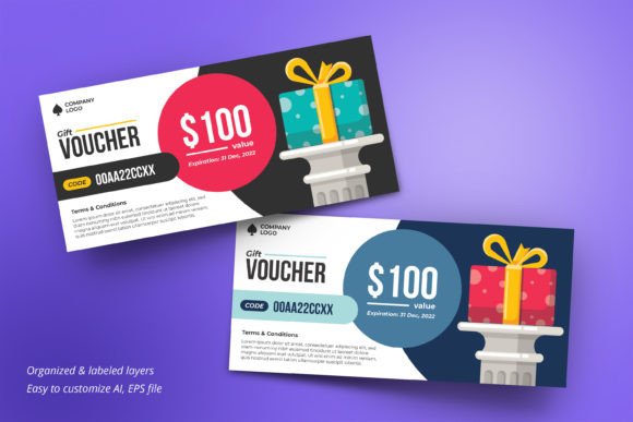 Modern Flat Style Gift Voucher Template