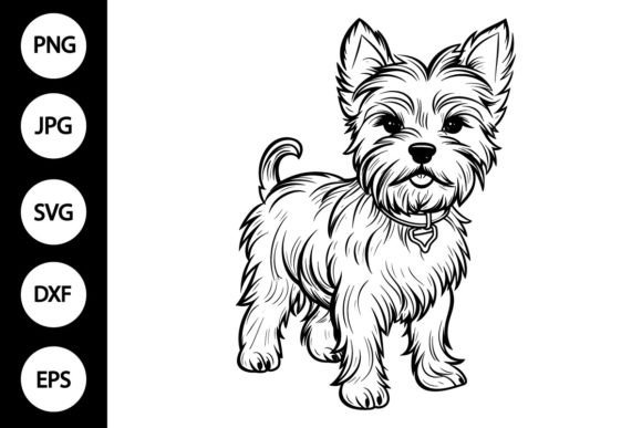 Outline yorkie SVG coloring page design for Cricut tumbler vinyl wrap