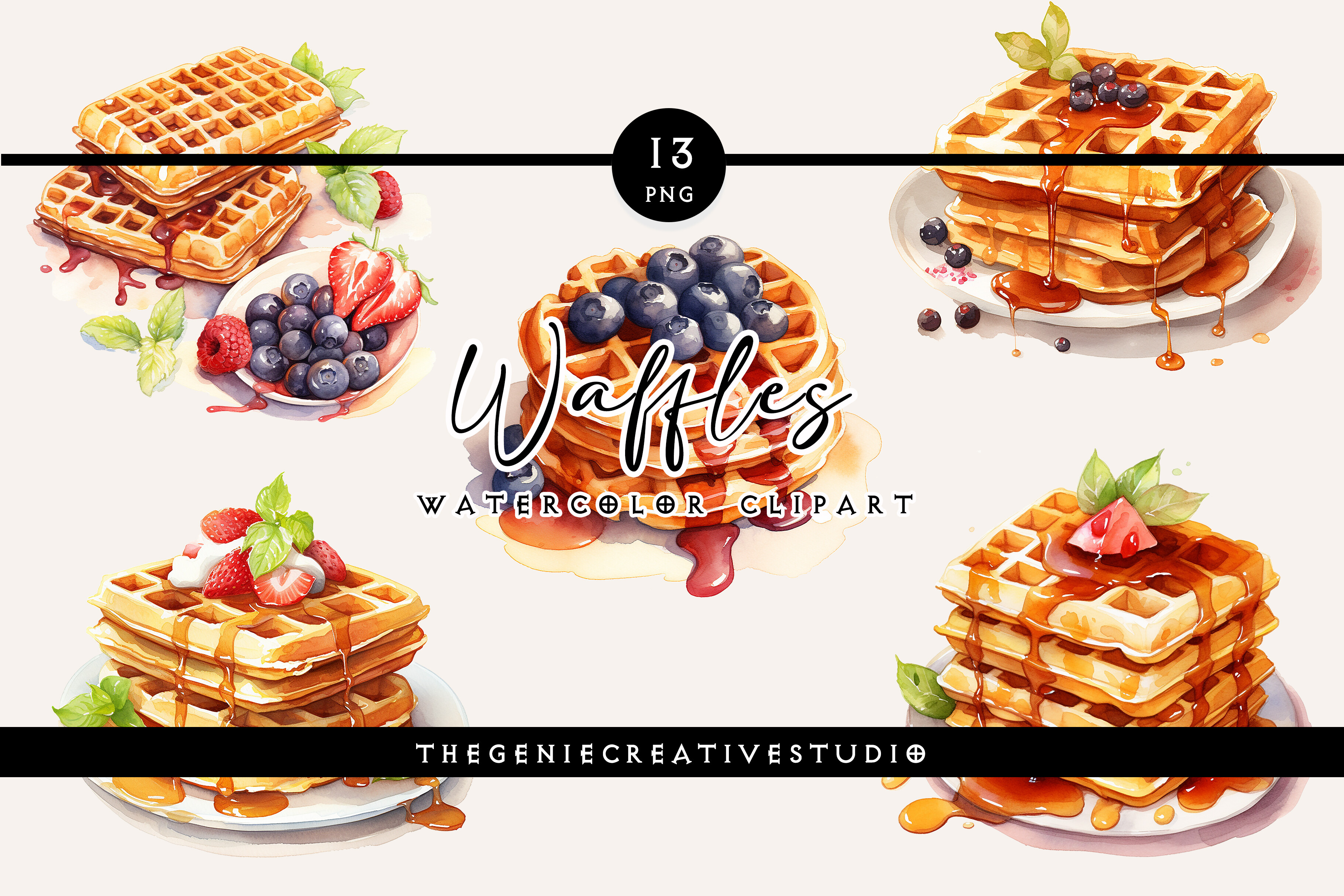 Watercolor Waffles PNG Clipart Graphic by thegeniecreativestudio ...