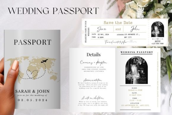 Wedding Passport Invitation Template