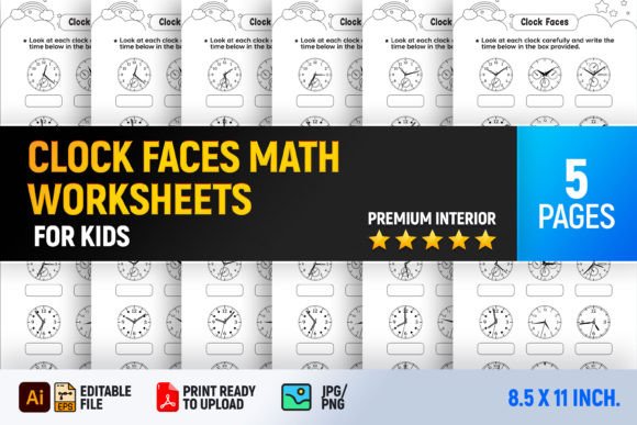 Clock Faces Math Worksheets Vol-1
