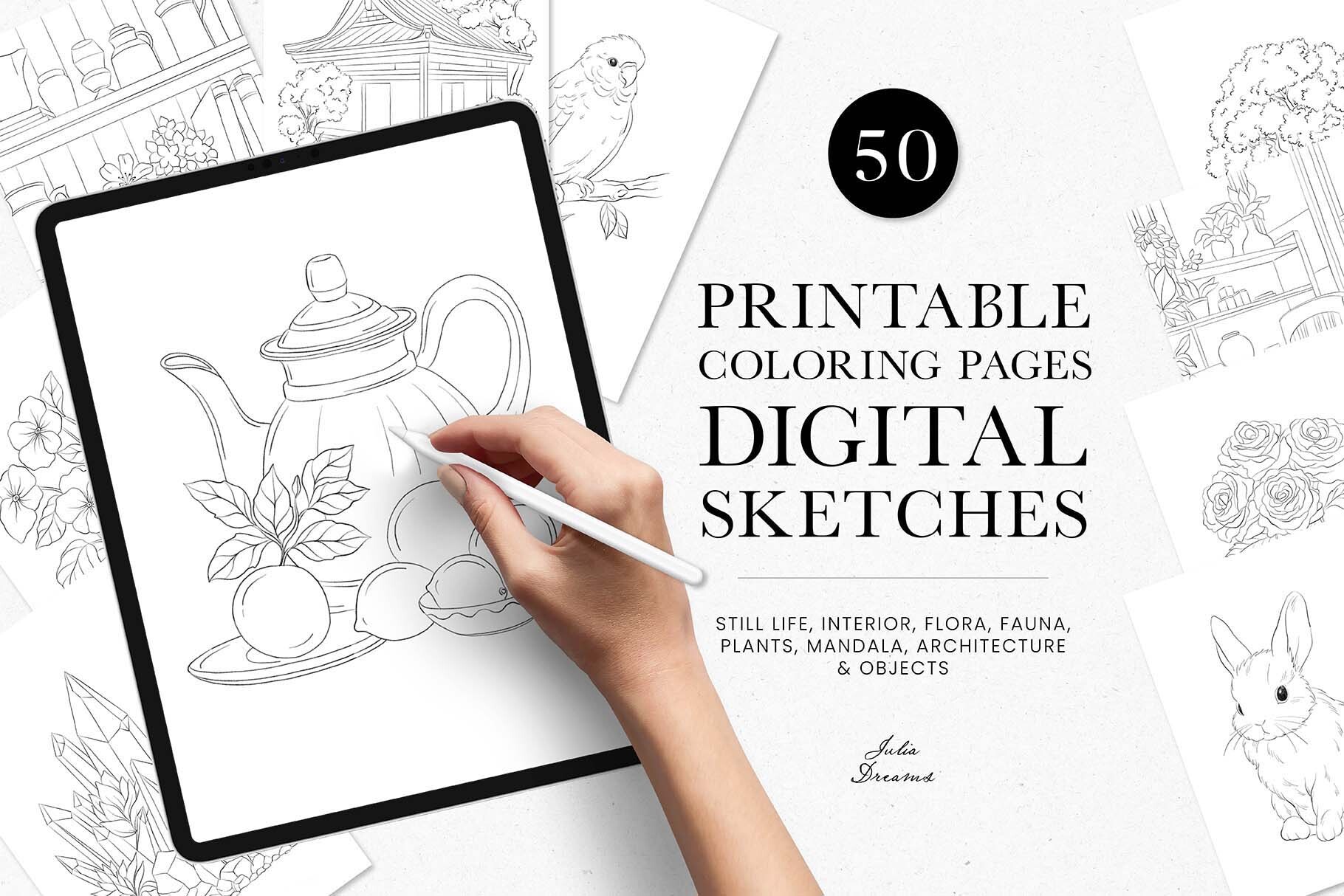 Coloring Pages for Adults Digital Sketch