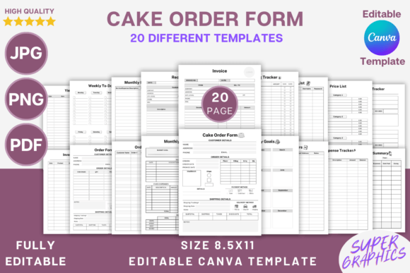 Editable Cake Order Form Canva Template