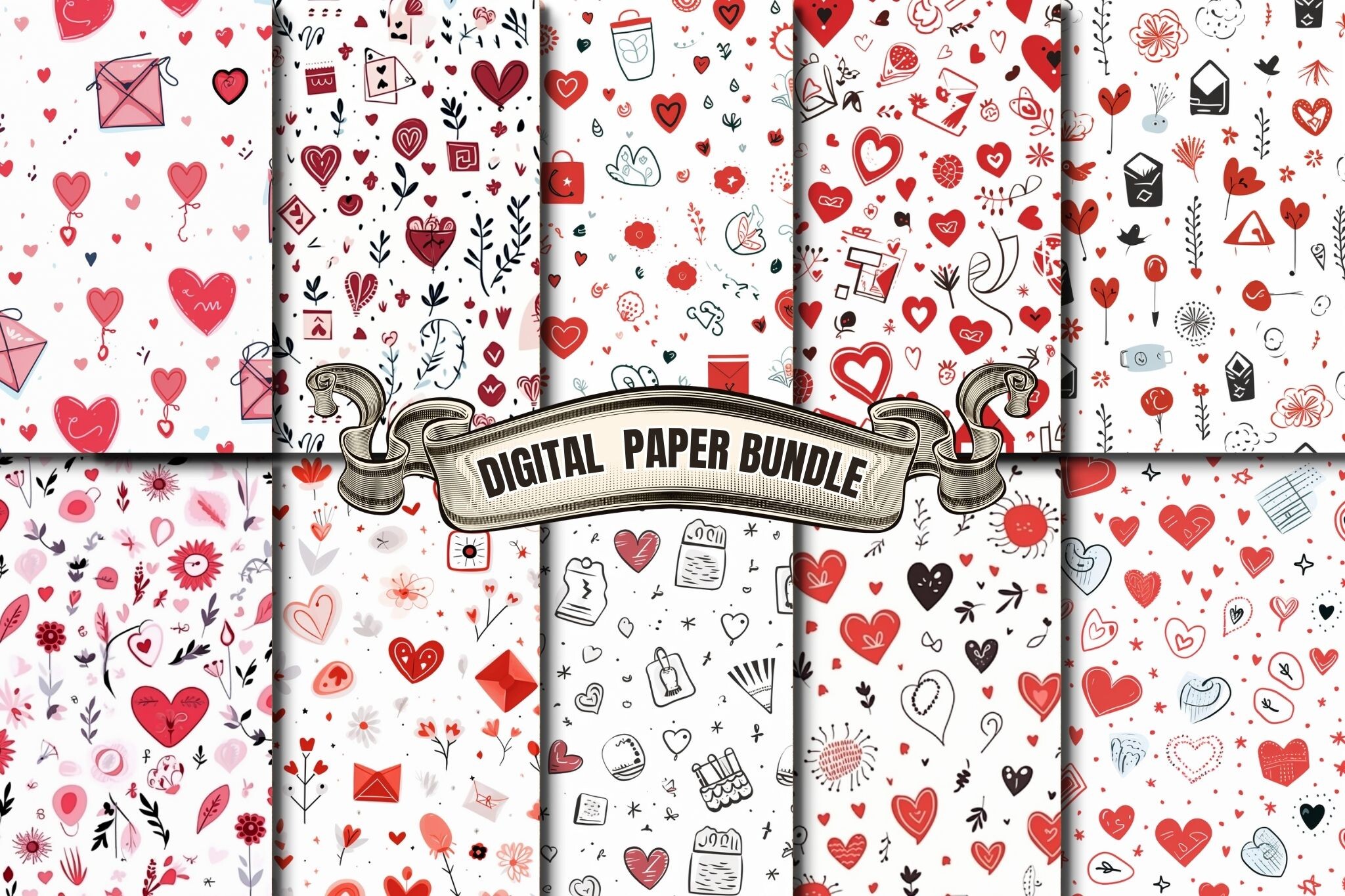 Watercolor Heart Digital Paper Graphic by craftsmaker · Creative Fabrica