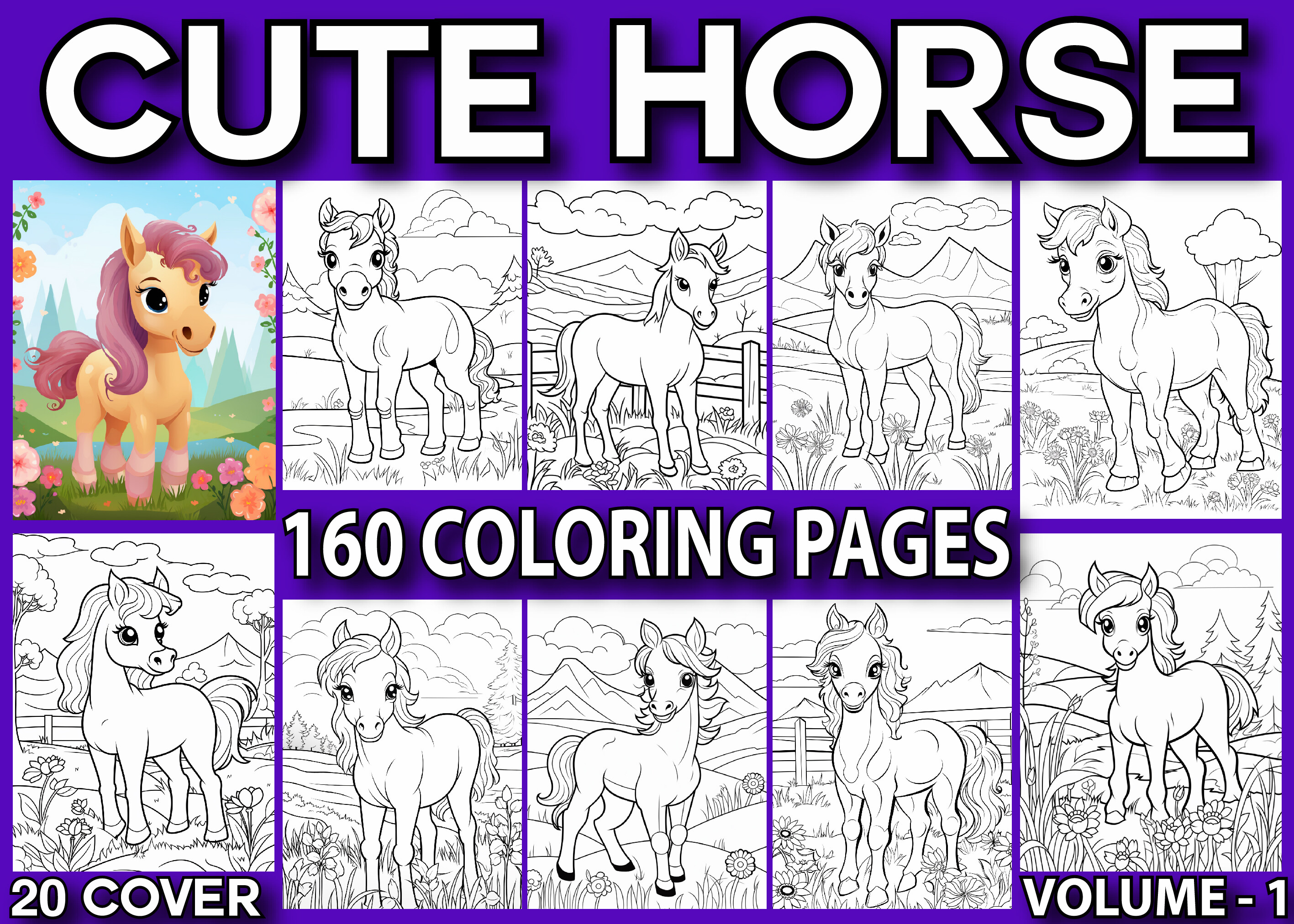 160 Cute Horse Coloring Pages for Kids