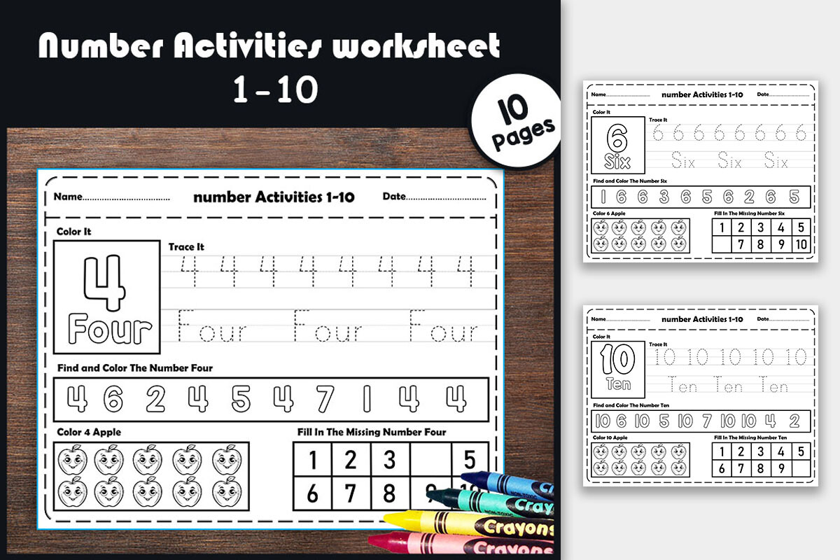 Preschool Number 1-10 Activity Workbook