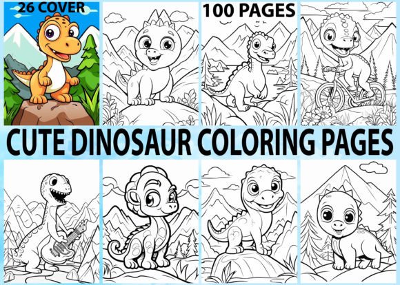 100 Cute Dinosaur Coloring Pages for Kid