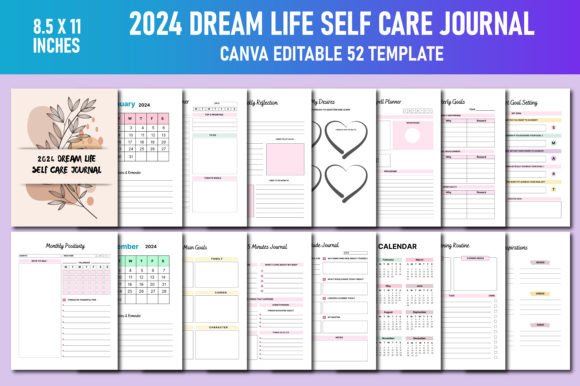 2024 Dream Life Self Care Journal Canva Graphic Worksheets By Lavlu Creative Zone