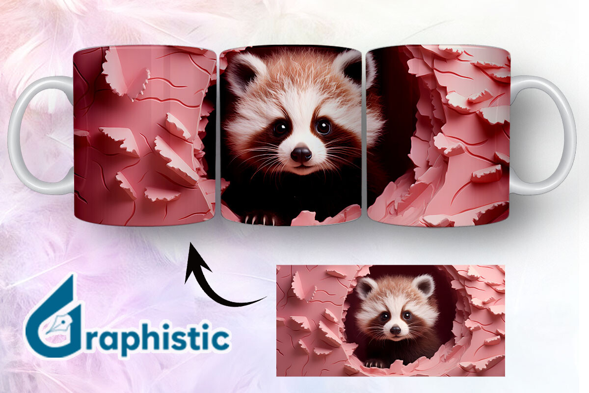 3D Valentine Red Panda Mug Wrap (08) Graphic by Graphistic · Creative ...