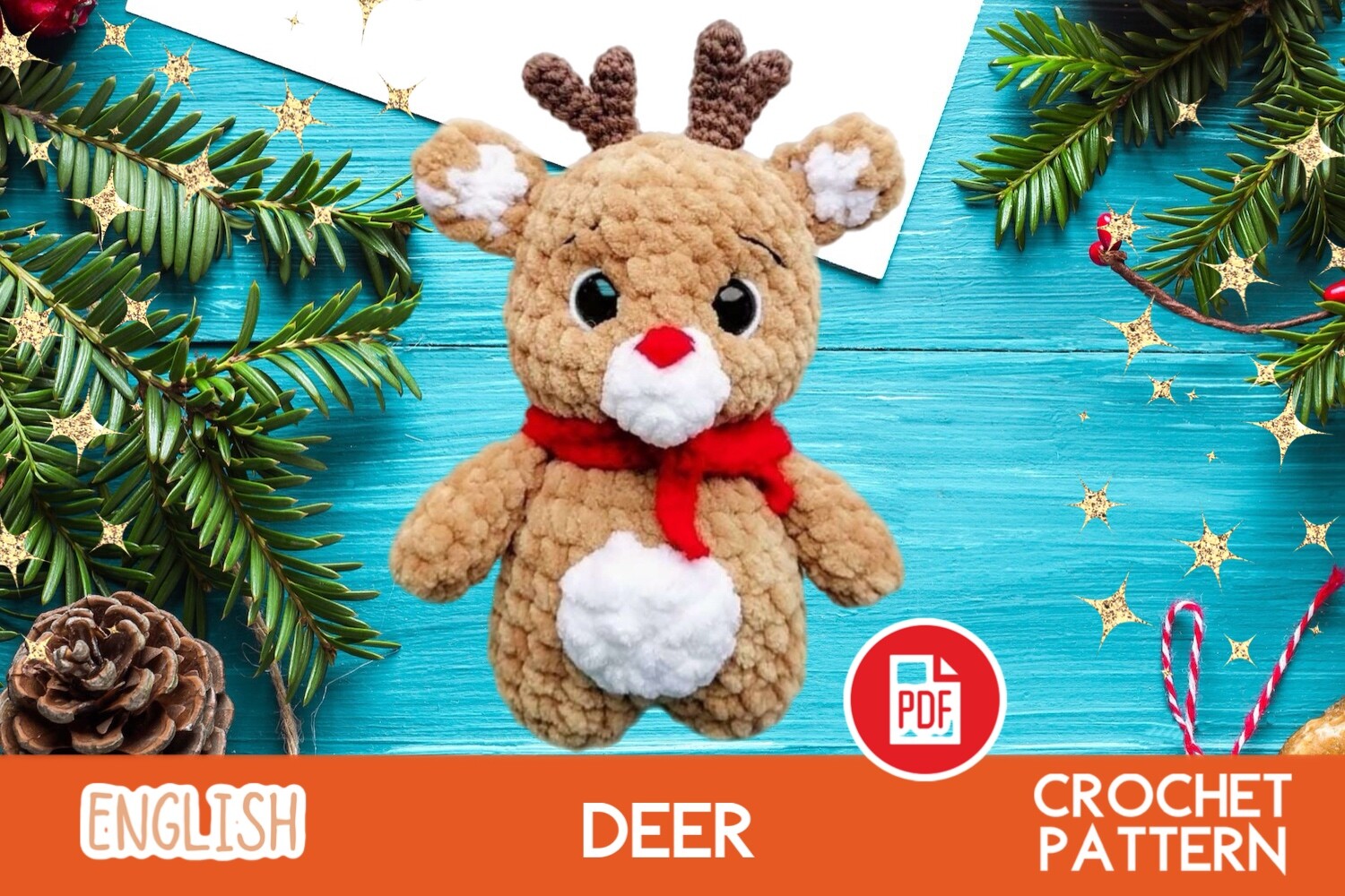 Crochet Deer Toy Pattern PDF Christmas