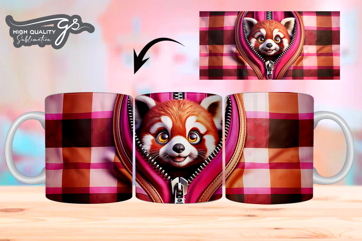 Red Panda Valentine 3D Mug Wrap (08) Graphic by Glamousita.Sublimation ...