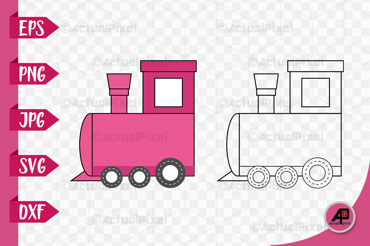 Train Outline with Color Clipart Graphic by Actual Pixel · Creative Fabrica