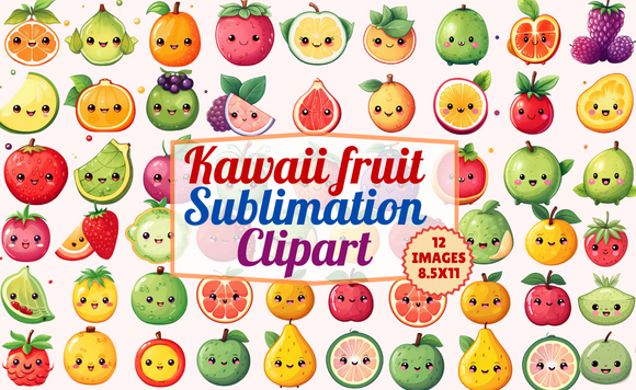 Kawaii Fruit Sublimation Clipart Graphic by Craft Studios · Creative ...