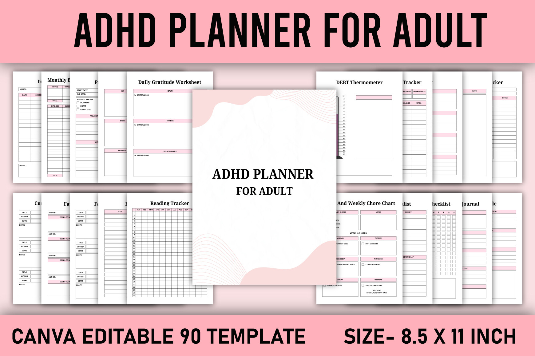 ADHD Planner for Adult Canva Template
