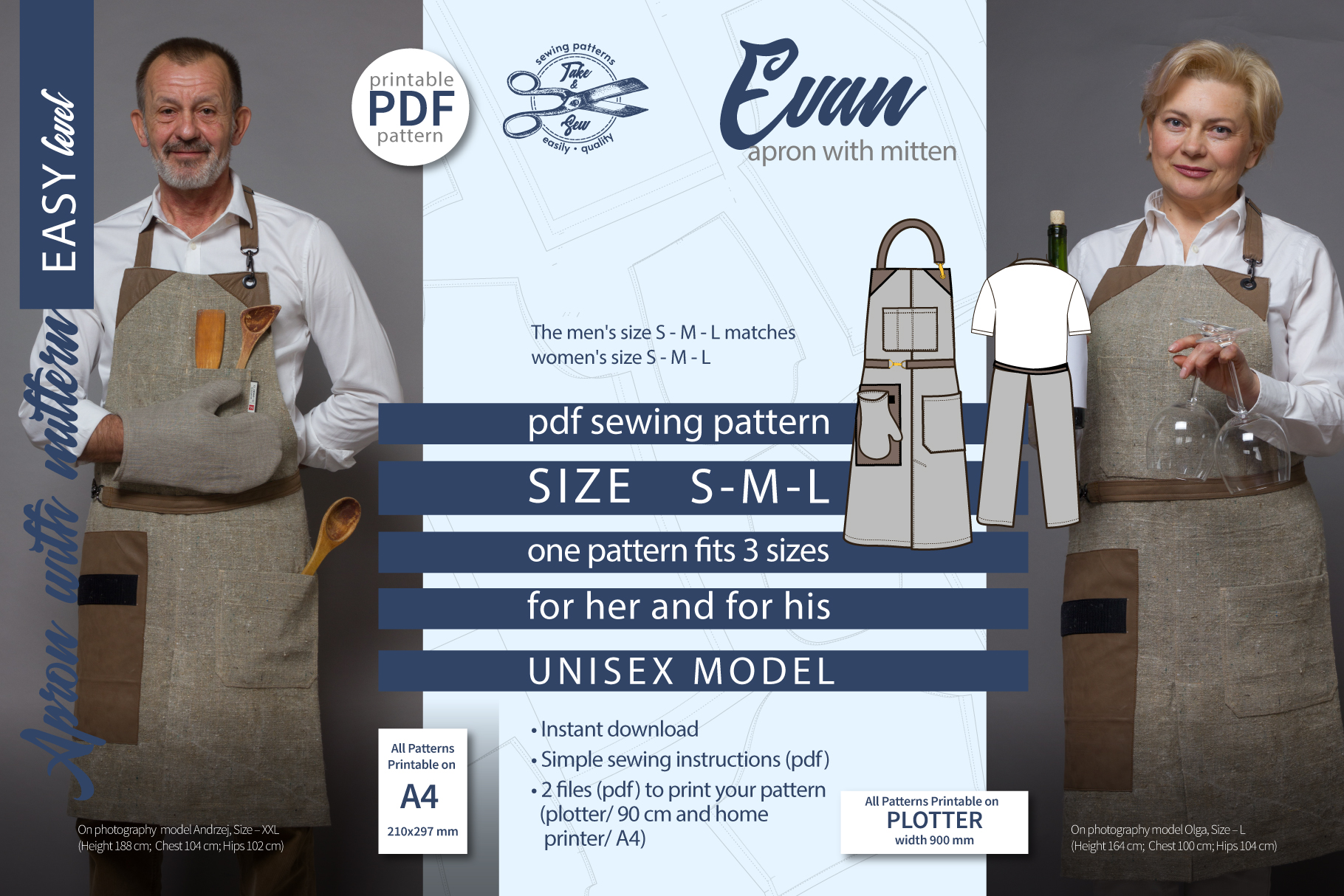 Chef Apron Pattern Evan Apron with Mitte