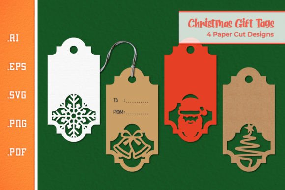 Christmas Gift Tags - Paper Cut SVG 2