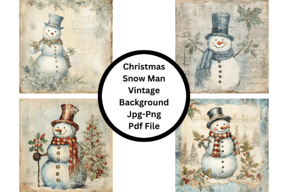 Christmas Snow Man Vintage Background