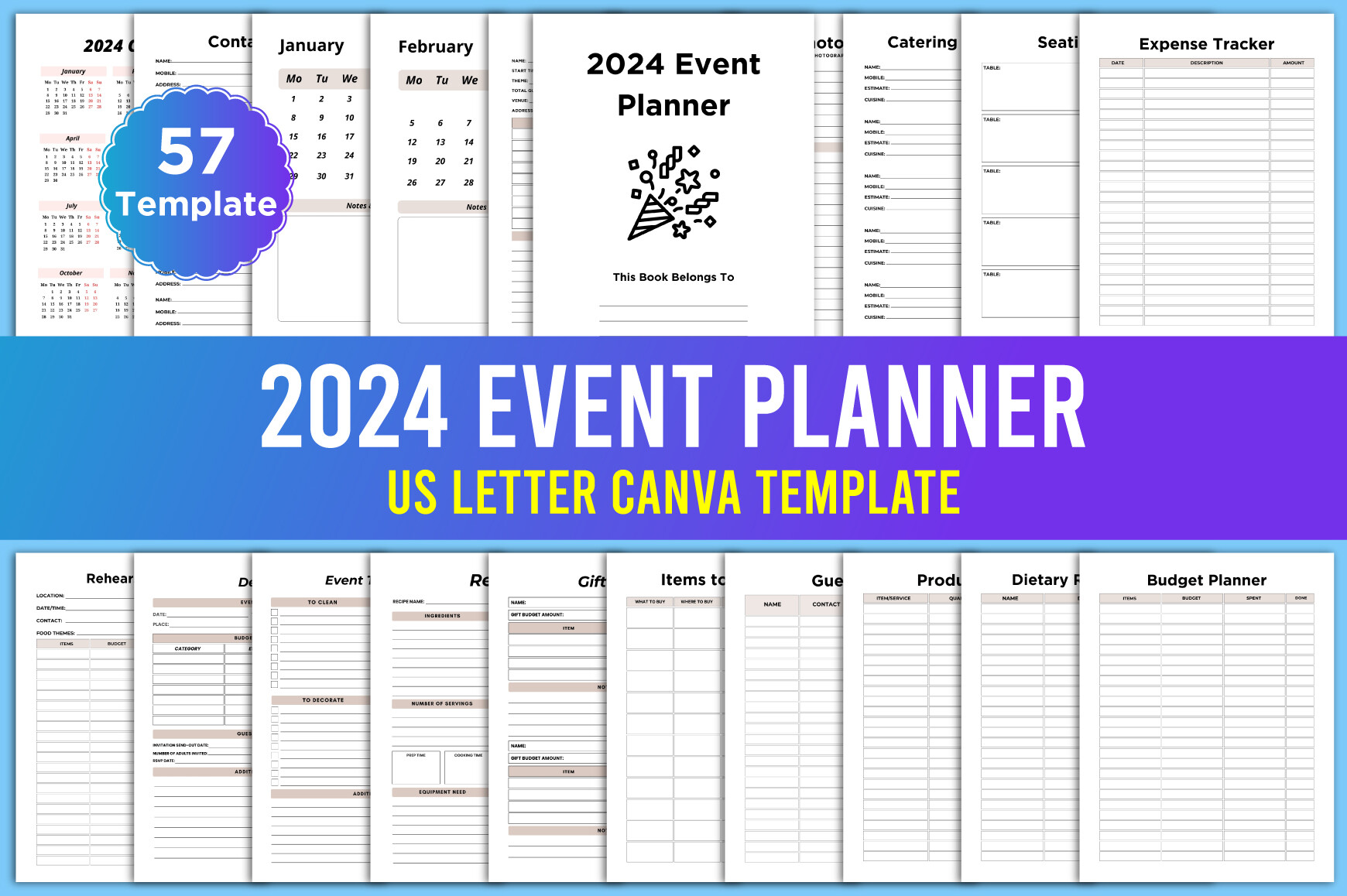 Editable 2024 Event Planner KDP Canva Graphic by designmela01 ...
