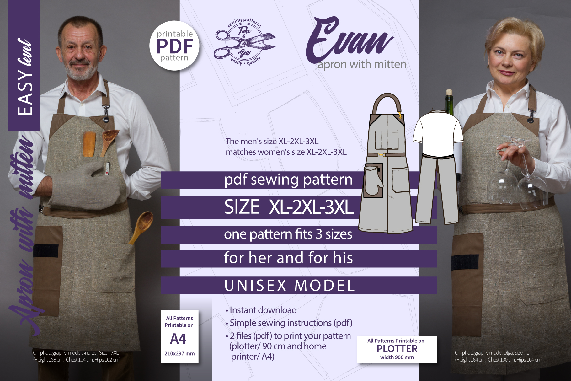 Evan Apron Pattern Mitten XL 2XL 3XL