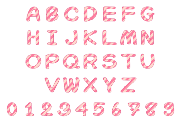 Retro Stripes Font PNG with transparent background - Preview 3