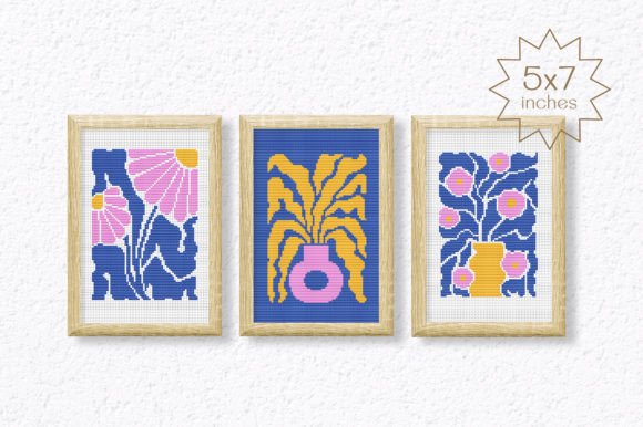 3 Flowers Cross Stitch Patterns PDF