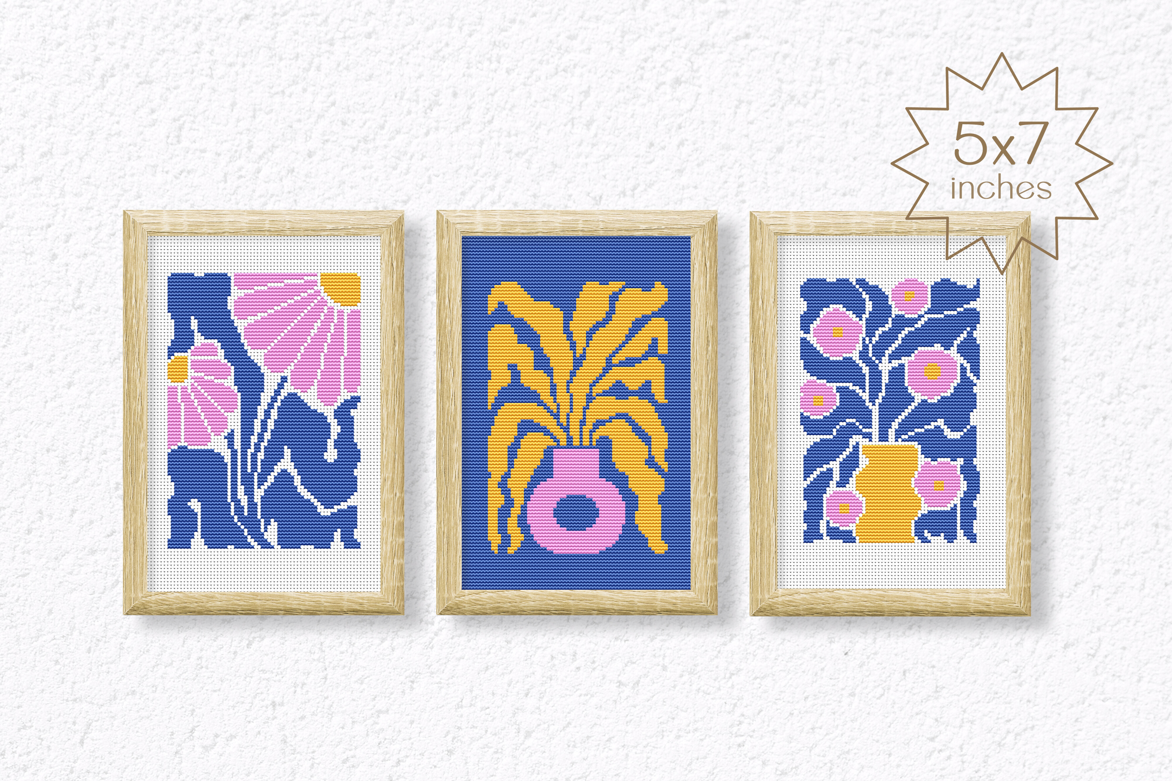 3 Flowers Cross Stitch Patterns PDF
