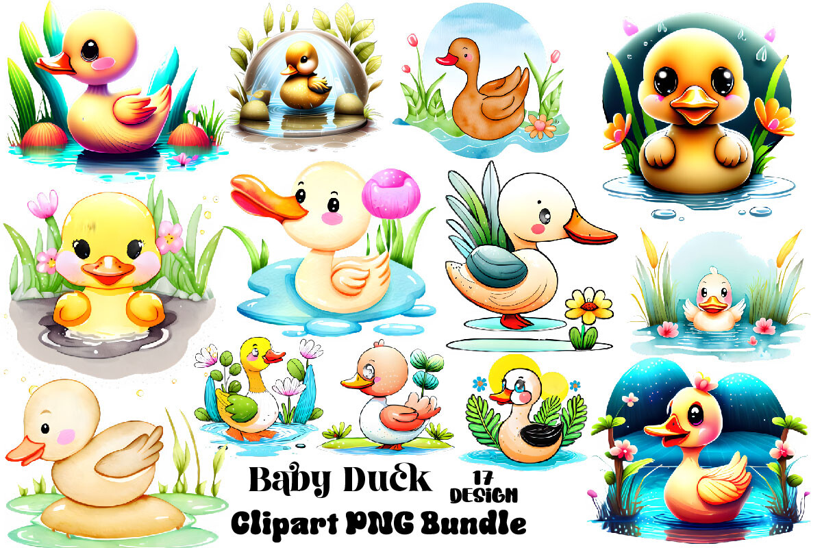 Baby Duck Vintage Clipart Graphic by Vintage · Creative Fabrica
