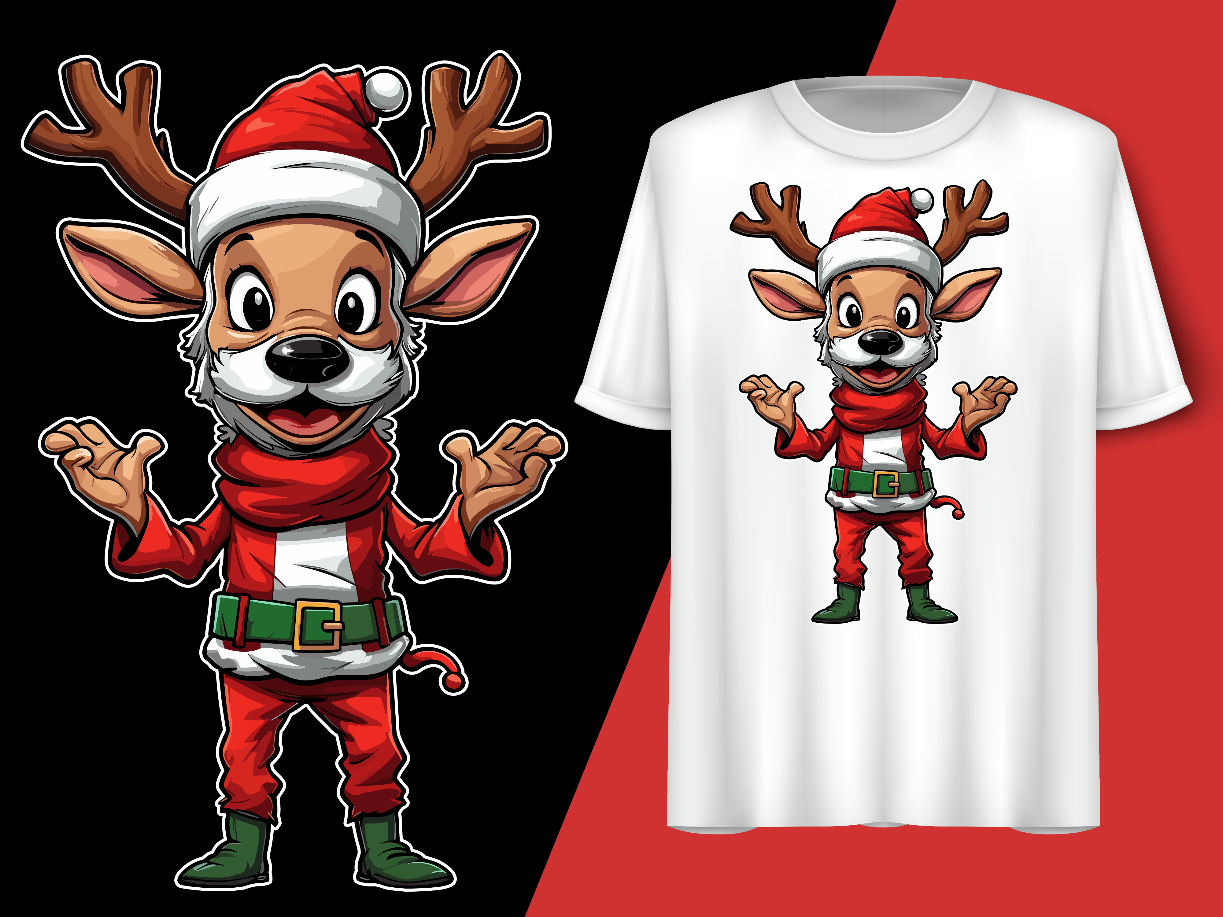 Reindeer Wearing Santa Hat Vector. Graphic by Trendy Creative ...