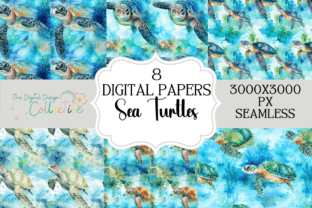 Watercolor Sea Turtles Seamless Papers Graphic by lizballew · Creative ...