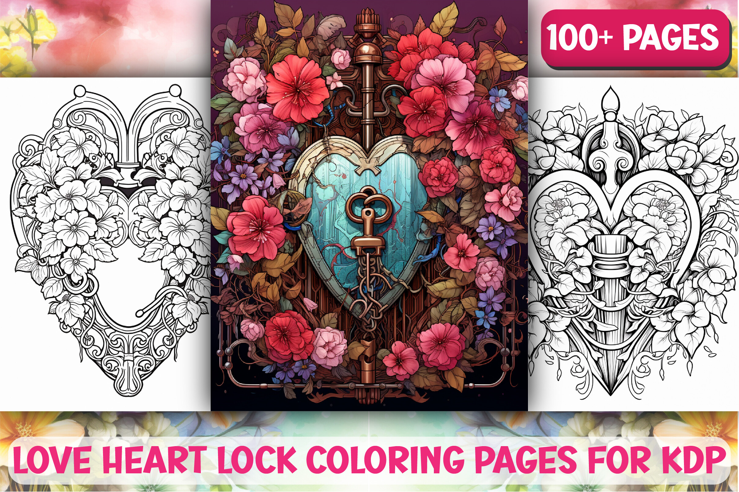 Beautiful Heart Coloring Pages for KDP Graphic by Kohinoor Design ...