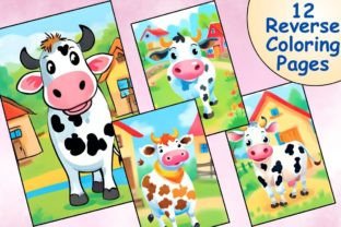 Cute Cow Reverse Coloring Pages for Kids Graphic by Catchy Ideaz ...