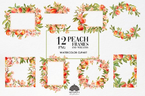 Peach Wreaths and Frames Set