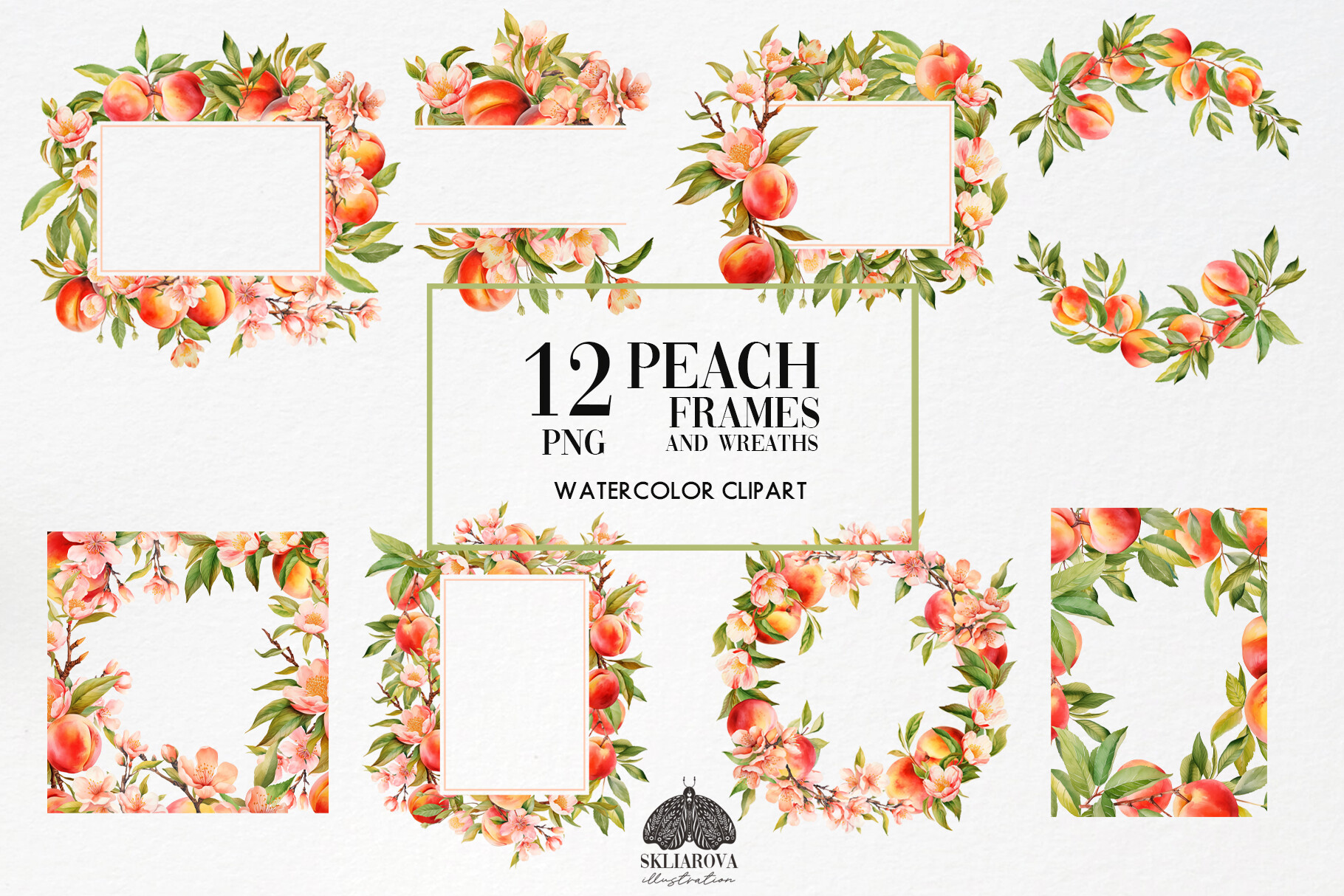 Peach Wreaths and Frames Set