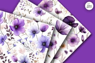 Purple Pressed Flowers Digital Papers Graphic by Pattern Universe ...