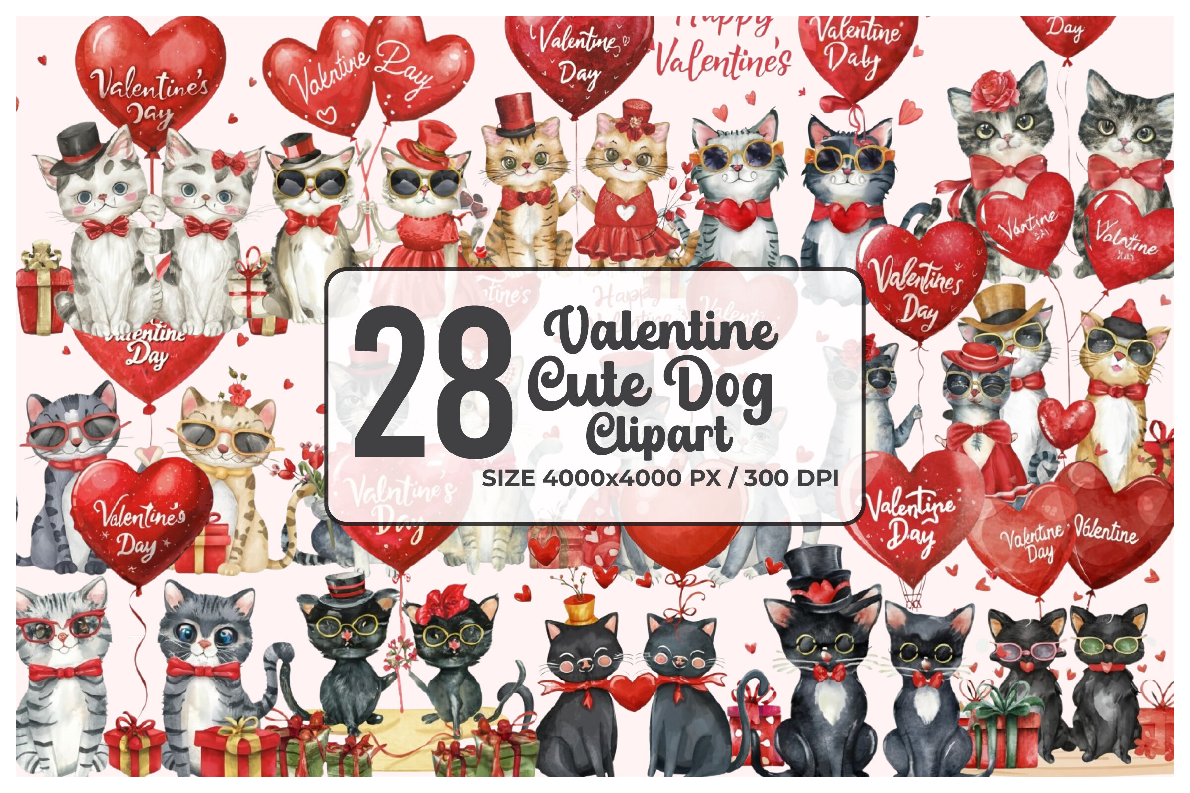Watercolor Couple Cat Clipart Bundle Graphic by sagorarts · Creative ...