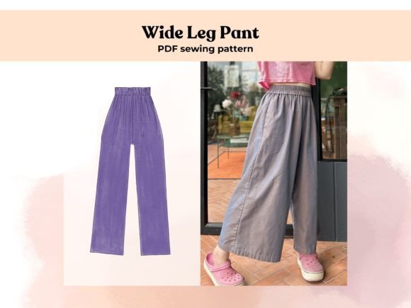Wide Leg Pants Sewing Pattern Graphic Sewing Patterns By jananunya