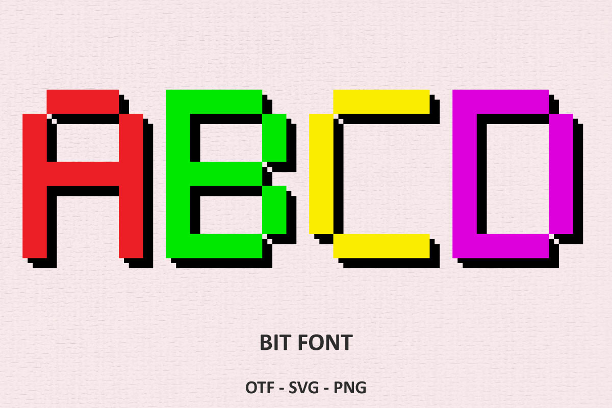Bit Font preview, clean 8-bit display style font